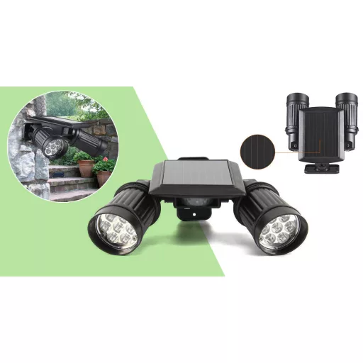 Dvojna solarna LED luč s senzorjem gibanja in funkcijo mrak-do-zore