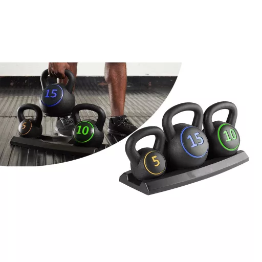 3-delni set kettlebell - 2.3/4.5/6.7 kg za moč in hujšanje