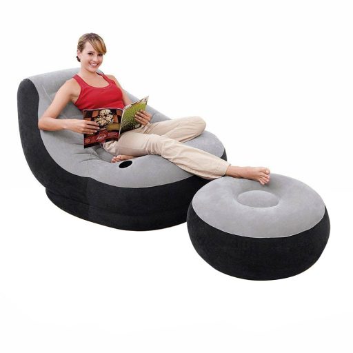 Napihljiv stol s podnožjem - prenosljiv mehak material za notranjo in zunanjo uporabo