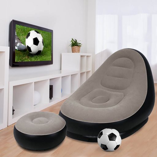 Napihljiv stol s podnožjem - prenosljiv mehak material za notranjo in zunanjo uporabo