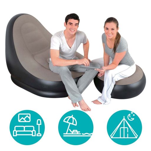 Napihljiv stol s podnožjem - prenosljiv mehak material za notranjo in zunanjo uporabo