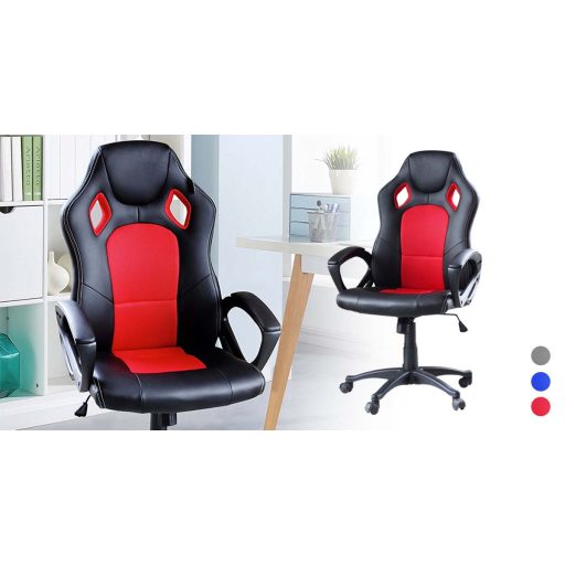 Ergonomska igralna stolica z nastavljivo višino in oblazinjenim naslonjalom - Rdeča