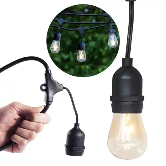   Vodoodporne dekorativne luči na vrvici s 15 E27 LED žarnicami, 14,6 m, topla bela