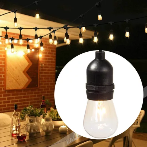 Vodoodporne dekorativne luči na vrvici s 15 E27 LED žarnicami, 14,6 m, topla bela