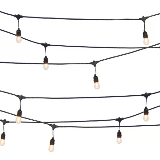 Vodoodporne dekorativne luči na vrvici s 15 E27 LED žarnicami, 14,6 m, topla bela