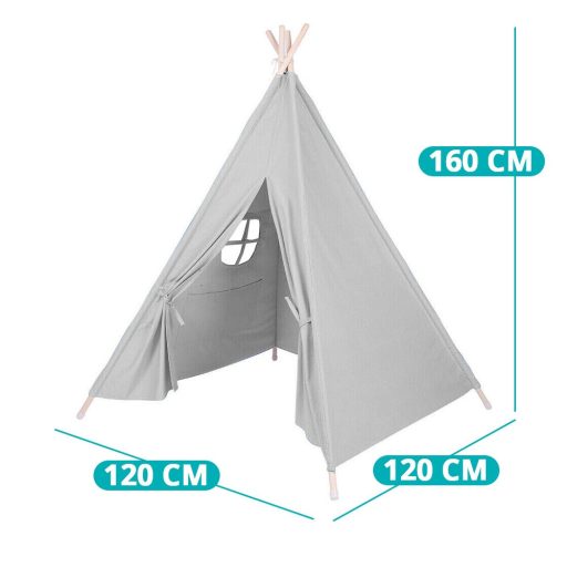 Otroški indijski šotor - siva, notranja/zunanja hišica za igro s stabilno strukturo