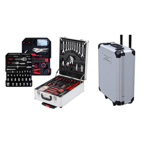 187-delni komplet orodij v aluminijasti torbi s krom vanadijevimi orodji