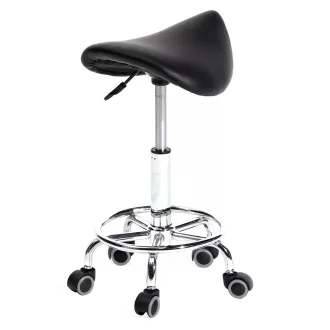   Ergonomska kozmetična stolica s kolesi - nastavljiva višina, enostavno čiščenje umetnega usnja, črna