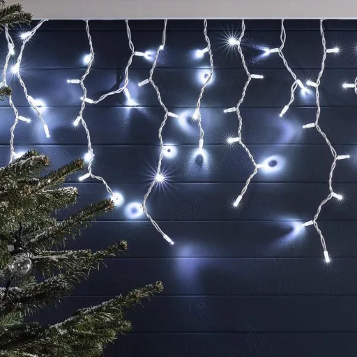 LED zavesa z LED ledenicami s 230 LED diodami - hladno bela, 8 načinov osvetlitve, notranja/zunanja, IP44 vodoodporna