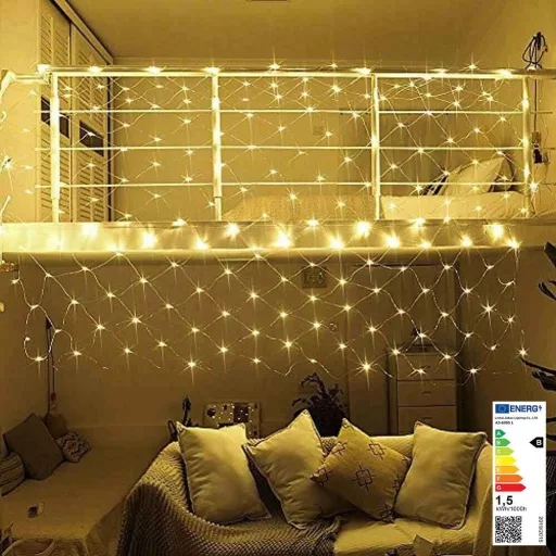 128 LED mrežne luči - Topla in hladna bela, 7 načinov, notranja/zunanja