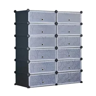   Modularni plastični omar za čevlje - drži 24 parov, 12 predelkov, zasnova, ki prihrani prostor