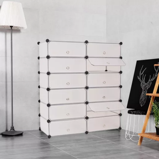 Modularni plastični omar za čevlje - drži 24 parov, zasnova, ki prihrani prostor