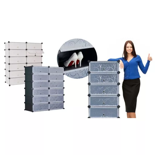 Modularni plastični omar za čevlje - drži 24 parov, zasnova, ki prihrani prostor