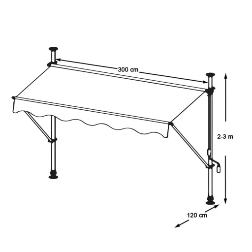 Zložljiva vodoodporna senčnica z nastavljivo višino za balkone in terase - 300x120cm