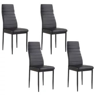   4-delni črni jedilni stol set z ergonomsko zasnovo in trdnim kovinskim okvirjem