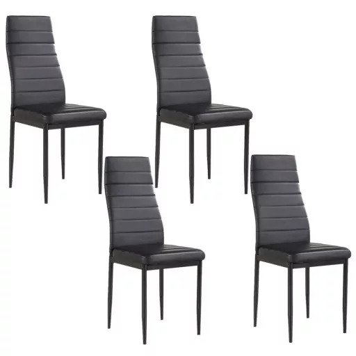 4-delni črni jedilni stol set z ergonomsko zasnovo in trdnim kovinskim okvirjem
