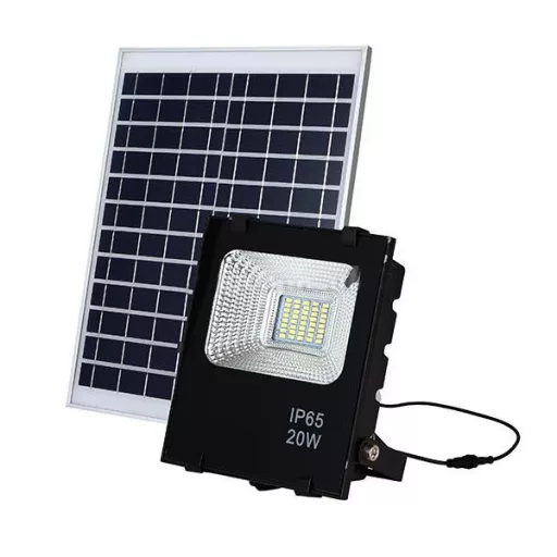 Solarna LED reflektor s daljinskim upravljalnikom - 20W, IP65 vodoodporen, 5m kabel