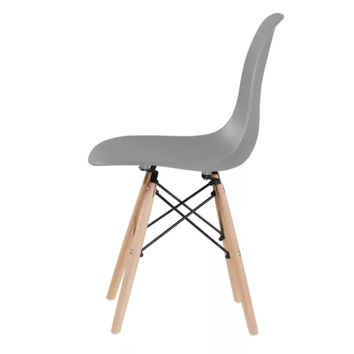 Moderna 4-delna jedilna stolčka v sivi - ergonomska zasnova z vzdržljivimi kovinskimi in lesenimi nogami