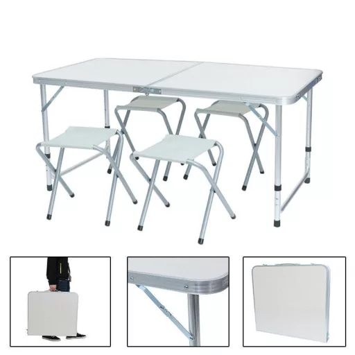 Nastavljiv prenosni kamping miza s 4 stoli