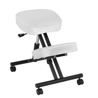   Ergonomska klop za kolena z nastavljivo višino in oblazinjeno sedišče - bela
