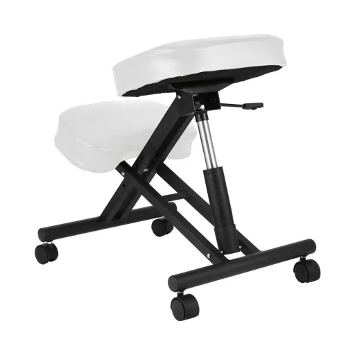 Ergonomska klop za kolena z nastavljivo višino in oblazinjeno sedišče - bela
