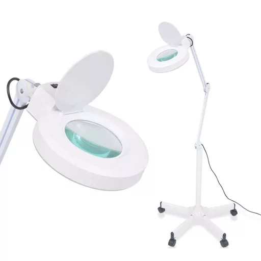 LED povečava kozmetični stojalo z nastavljivo višino in kolesi