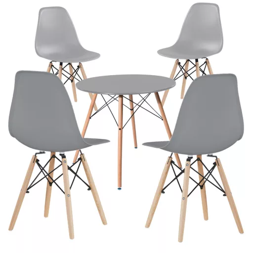 4-delni moderni jedilni stol set s tabelo, v 3 barvah - siva