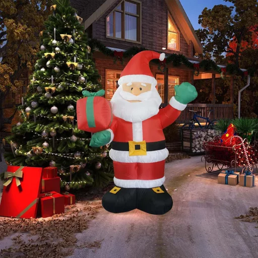Napihljiva božična figura Santa z LED lučkami - 150 cm