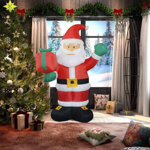 Napihljiva božična figura Santa z LED lučkami - 150 cm