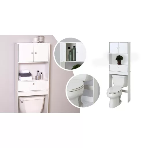 Omnesti kopalniški kabinet z 3 policami - bela MDF