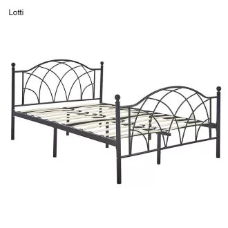   Lotti kovinska postelja z lesenimi letvami, eleganten naslon za glavo, različne velikosti na voljo - črna 90x200 cm