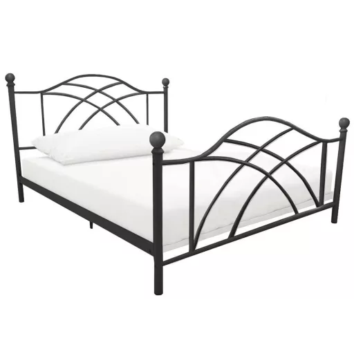 Lotti kovinska postelja z lesenimi letvami, eleganten naslon za glavo, različne velikosti na voljo - črna 90x200 cm
