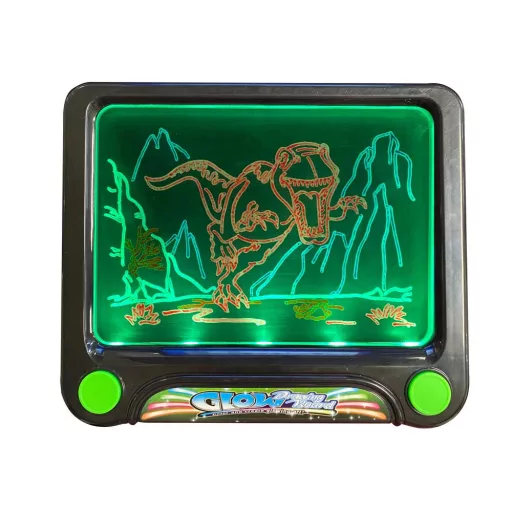 Osvetljena risalna tabla z neonskimi markerji in 3D očali - Tematika enorogov, dinozavrov in vesolja