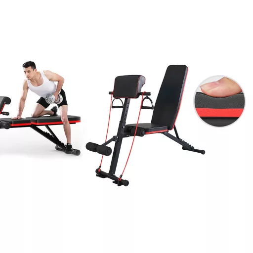 Nastavljiva klop za vadbo z nagibom z odpornimi trakovi - nosilnost 150 kg