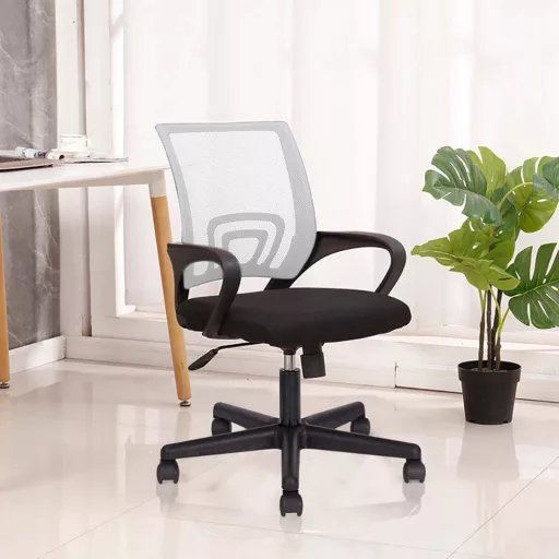 Ergonomski pisarniški stol s kolesi in naslonjali za roke - mrežna hrbtna opora, nastavljiva višina, 360° vrtenje, različne barve