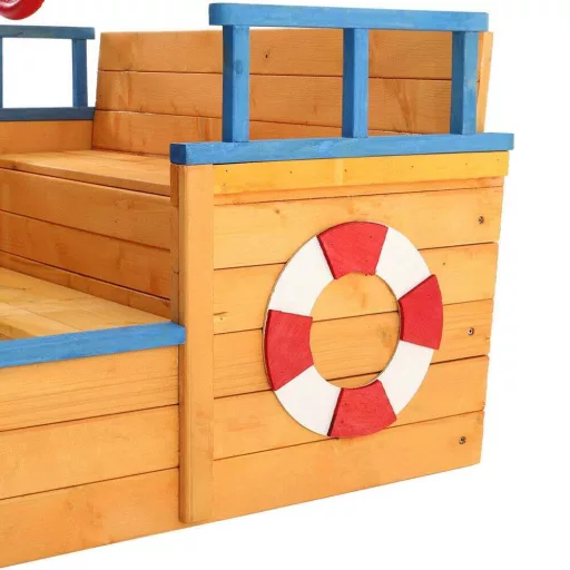 Piratska ladja peskovnik s krmilom in zastavo - vremensko odporen zunanji igralni set