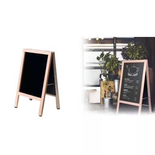 Dvoslojna tabla za kredo z lesenim okvirjem - 40x60cm, zložljiva in prenosna
