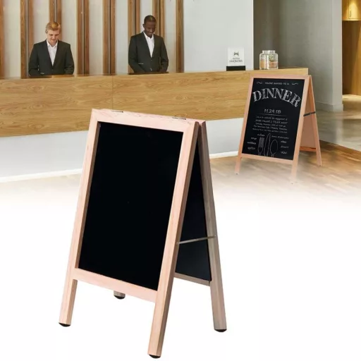 Dvoslojna tabla za kredo z lesenim okvirjem - 40x60cm, zložljiva in prenosna