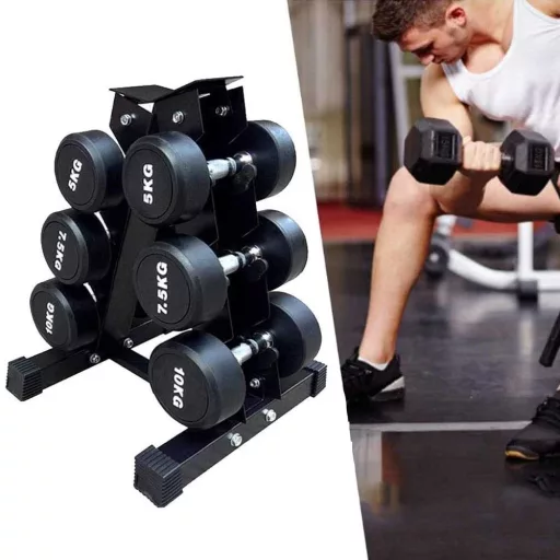 Stojalo za uteži za 3 pare, kapaciteta 120 kg, zasnova, ki prihrani prostor