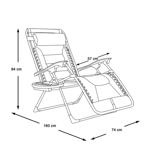 Delux Zero Gravity Chair with Adjustable Recline and Side Storage - Various Colors