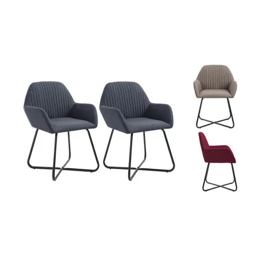Molli jedilne stole, set 2 - moderni oblazinjeni s naslonjali in kovinskimi nogami, različne barve