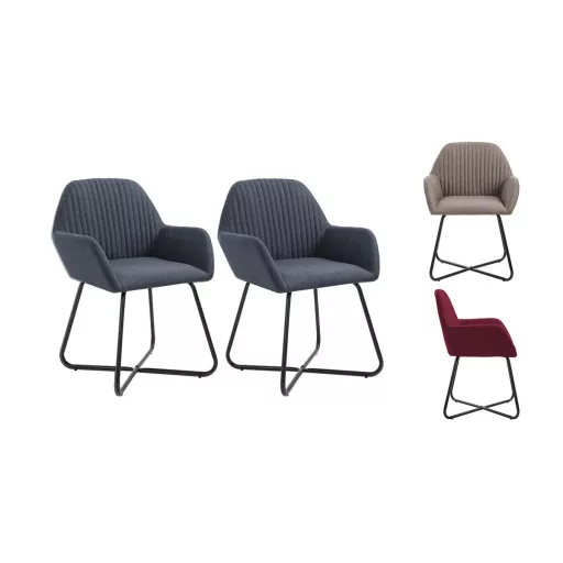 Molli jedilna stolica set 2 - moderna oblazinjena z naslonjali in kovinskimi nogami