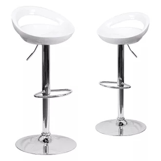Kitti nastavljivi barski stoli, set 2 - moderni beli dizajn