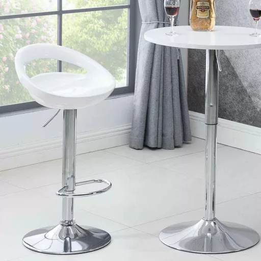 Kitti nastavljivi barski stoli, set 2 - moderni beli dizajn