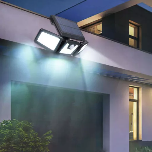 3-panelna solarna LED svetilka z gibanjem senzorja, 1500 lumenov, IP65 vodoodporna