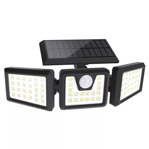 3-panelna solarna LED svetilka z gibanjem senzorja, 1500 lumenov, IP65 vodoodporna