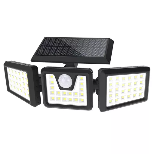 3-panelna solarna LED svetilka z gibanjem senzorja, 1500 lumenov, IP65 vodoodporna