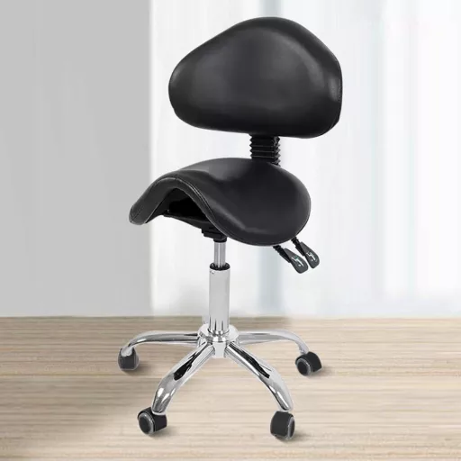 Ergonomski vrtljiv stol za frizerske salone z nastavljivo višino in nagibnim naslonjalom - nosilnost 120 kg