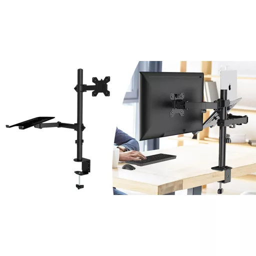 Kovinski stojalo za monitor in prenosni računalnik z upravljanjem kablov za zaslone do 32"