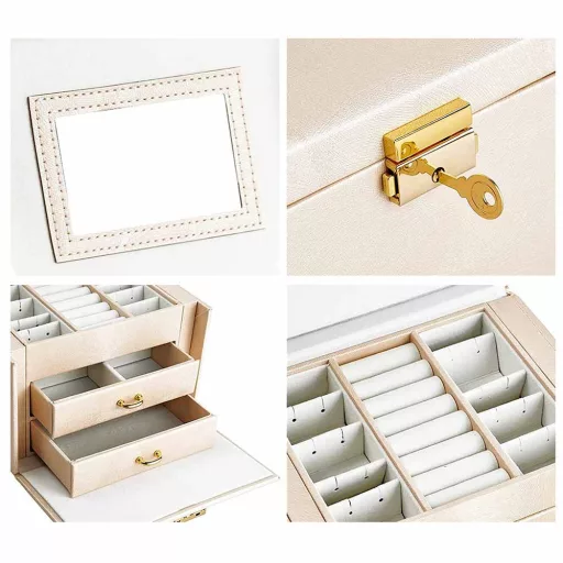 Eleganten organizator za nakit z več predali in zaklepnim dizajnom